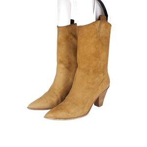 Aquazzura Women's Boogie EU39 US8-8,5 Suede Camel Brown Pull On Cowboy Boots